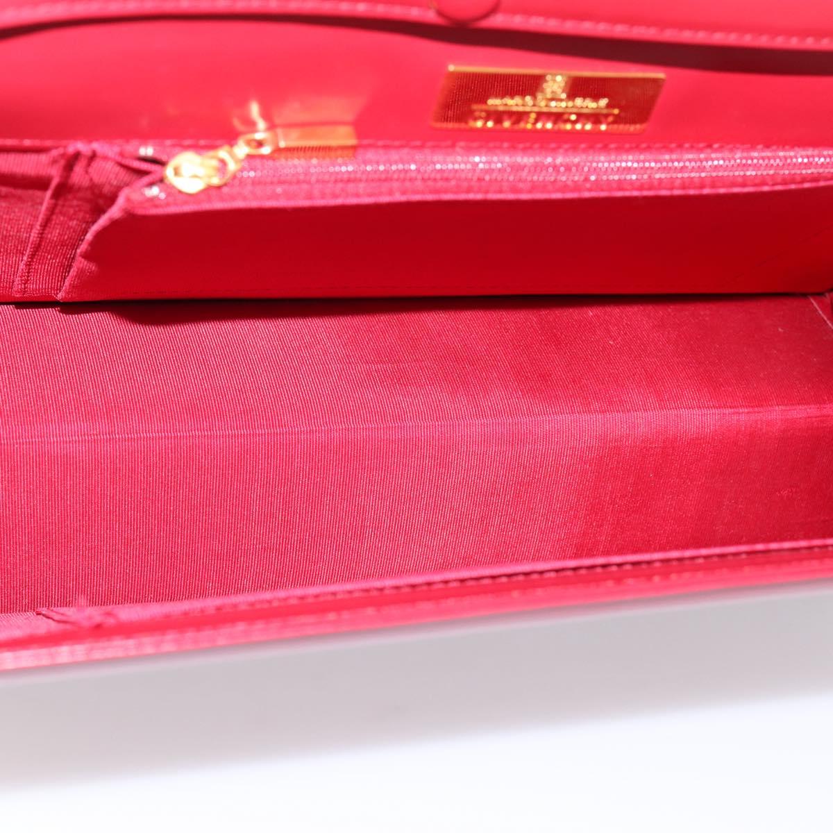 GIVENCHY Hand Bag Leather 2way Red Gold Tone Auth BA15402A