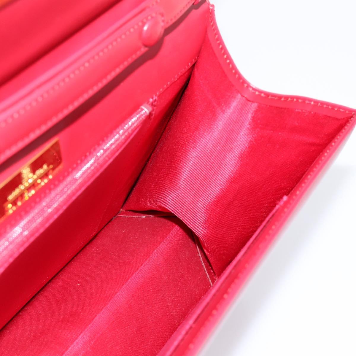 GIVENCHY Hand Bag Leather 2way Red Gold Tone Auth BA15402A