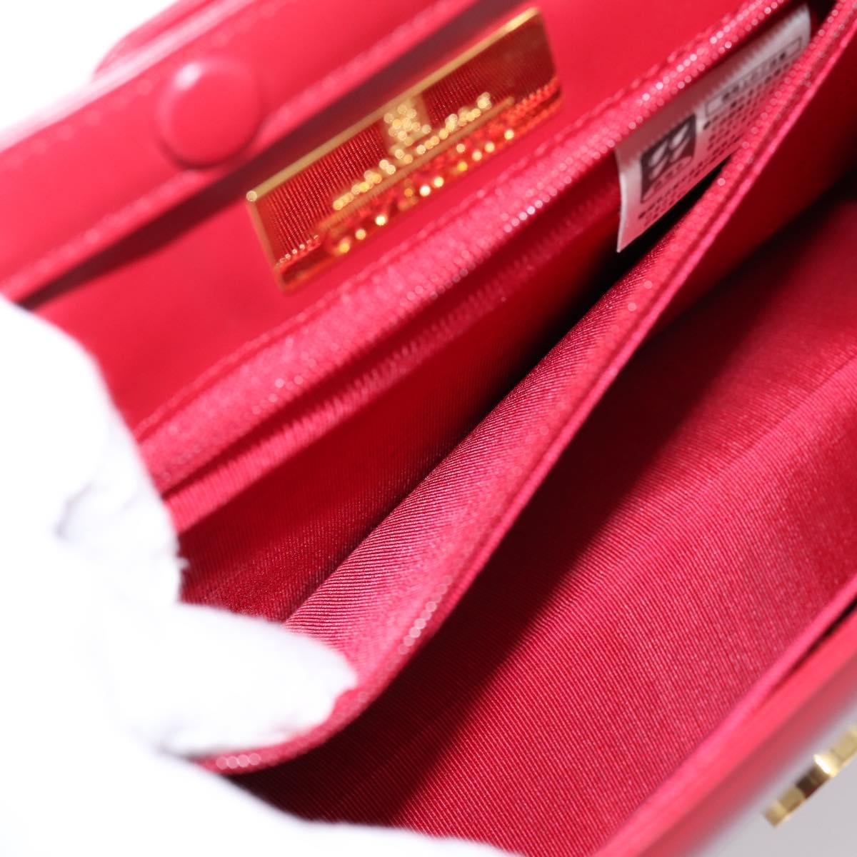GIVENCHY Hand Bag Leather 2way Red Gold Tone Auth BA15402A