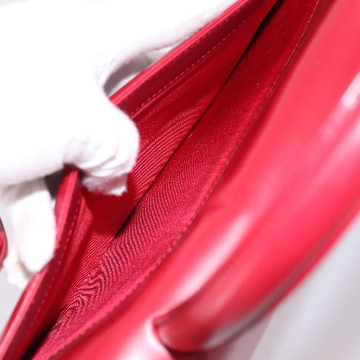 GIVENCHY Hand Bag Leather 2way Red Gold Tone Auth BA15402A