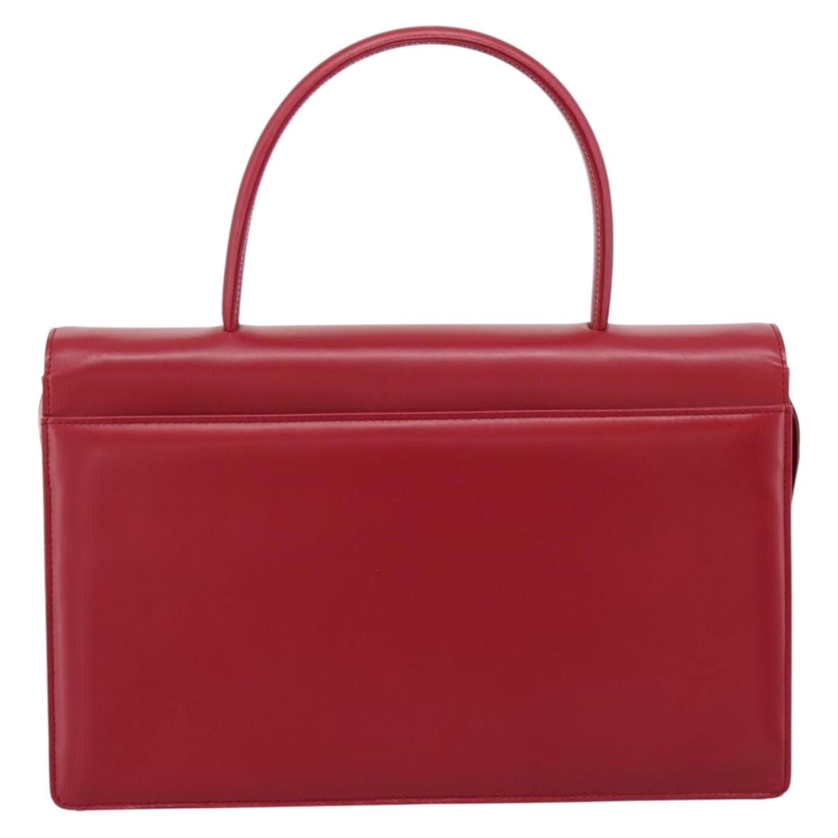 GIVENCHY Hand Bag Leather 2way Red Gold Tone Auth BA15402A