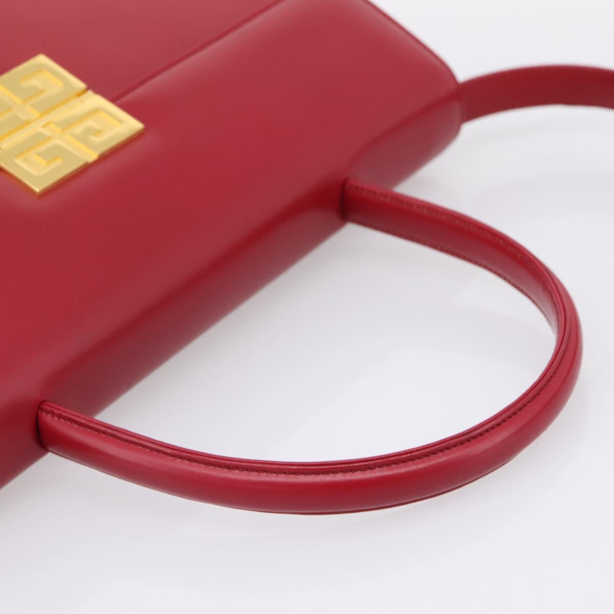 GIVENCHY Hand Bag Leather 2way Red Gold Tone Auth BA15402A
