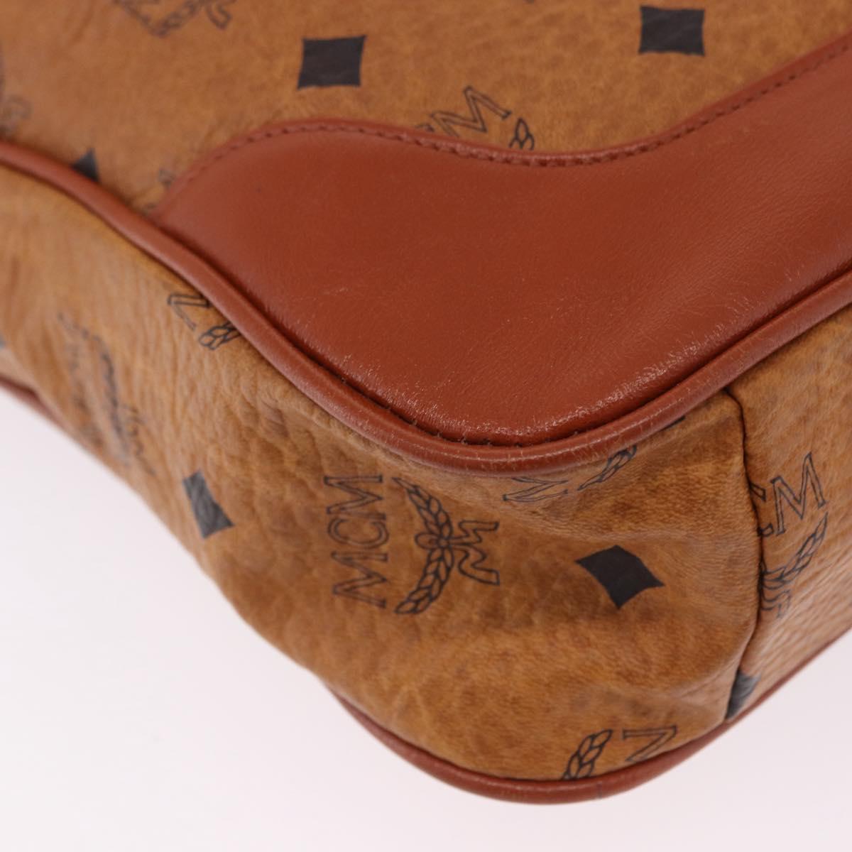MCM Vicetos Shoulder Bag Leather Brown Gold Tone Auth BA15404