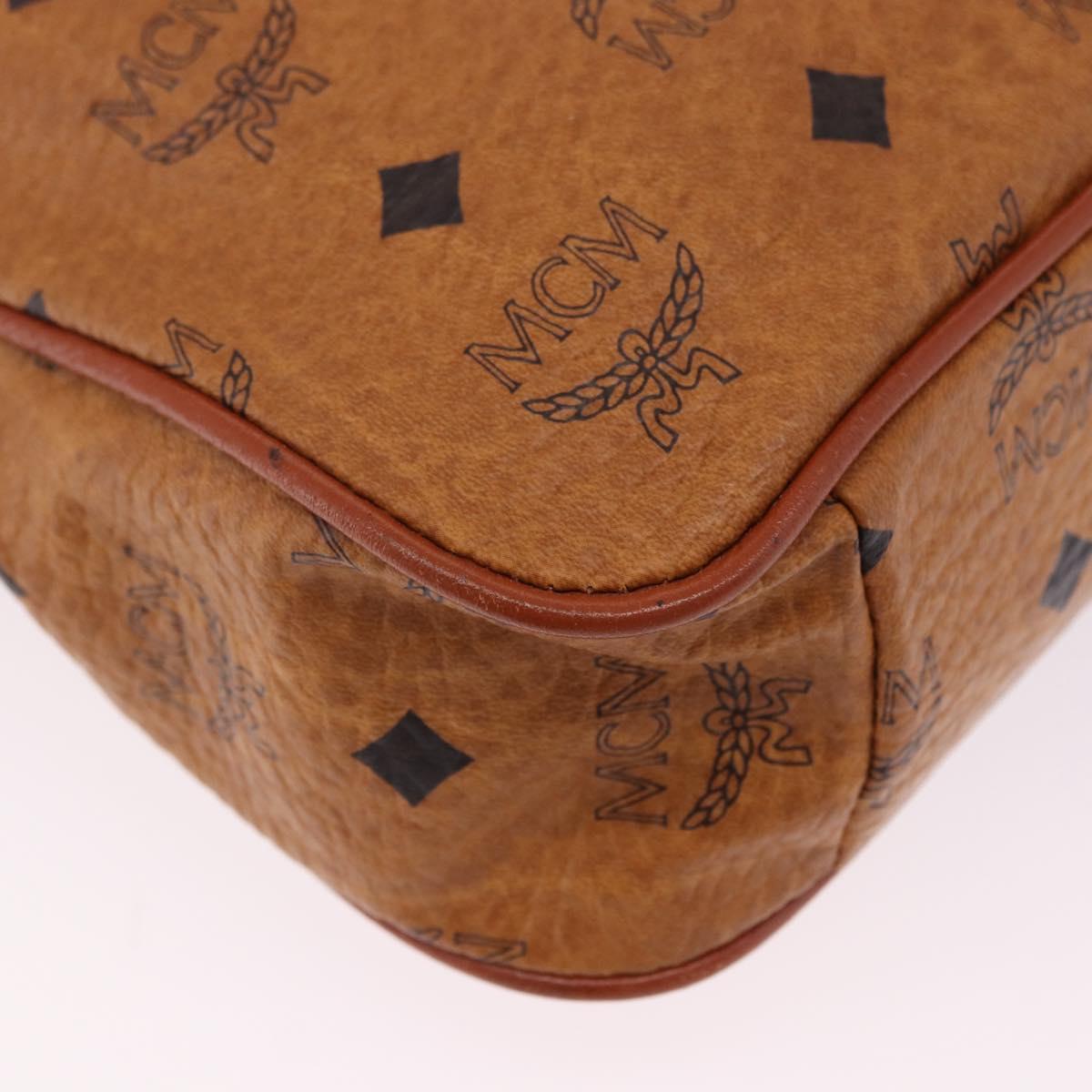 MCM Vicetos Shoulder Bag Leather Brown Gold Tone Auth BA15404