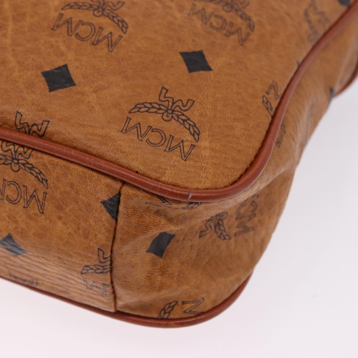 MCM Vicetos Shoulder Bag Leather Brown Gold Tone Auth BA15404