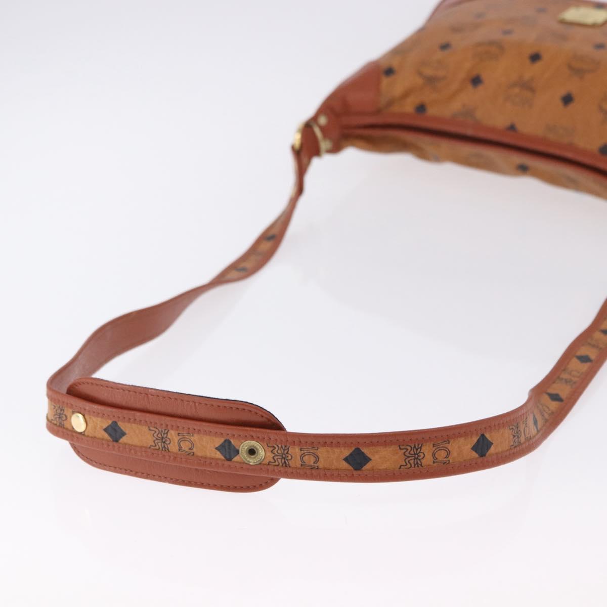 MCM Vicetos Shoulder Bag Leather Brown Gold Tone Auth BA15404