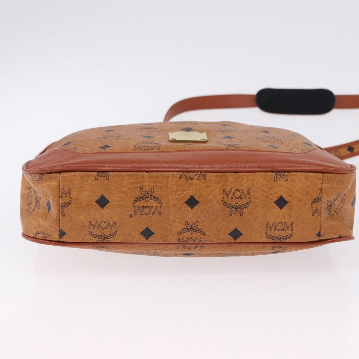 MCM Vicetos Shoulder Bag Leather Brown Gold Tone Auth BA15404