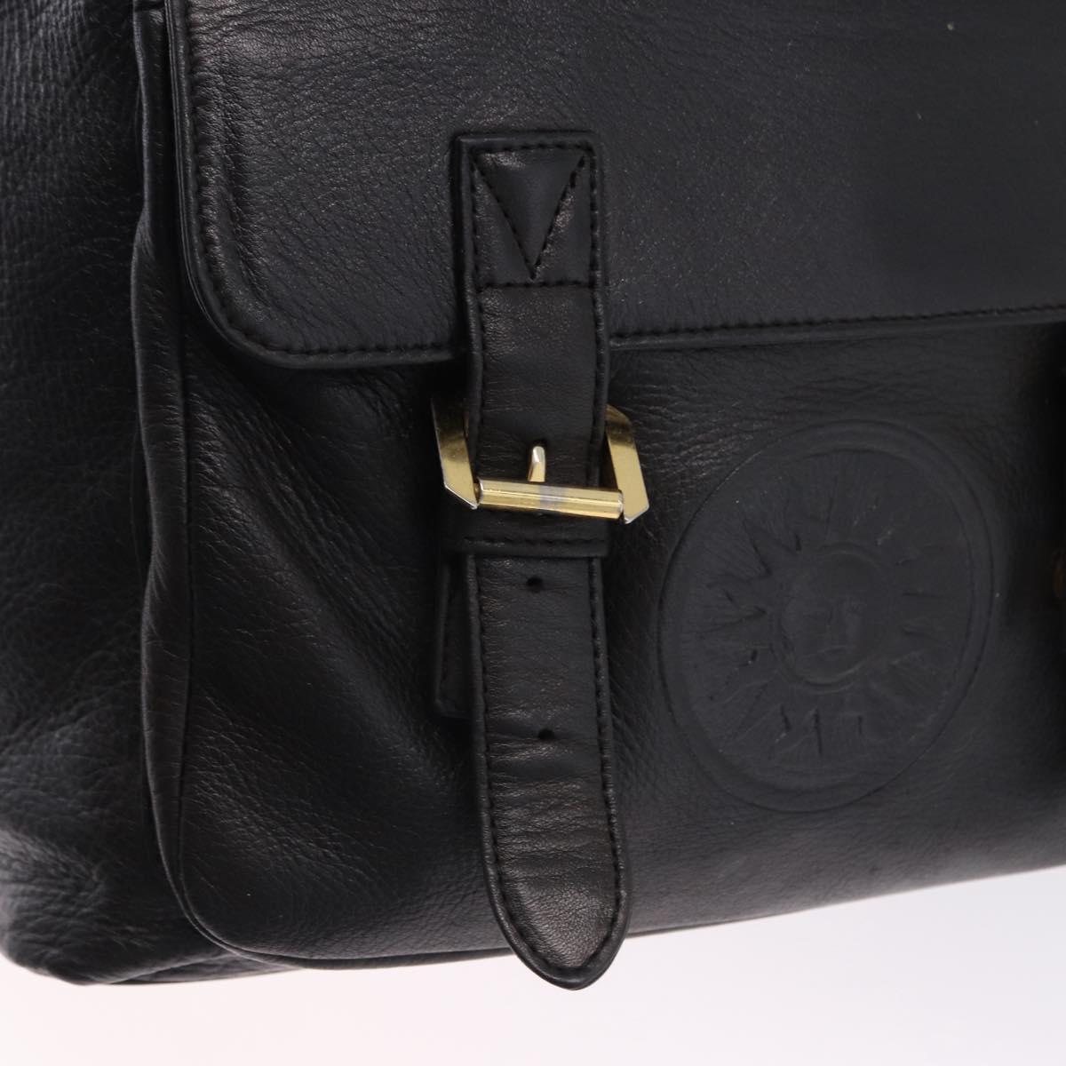 Gianni Versace Backpack Leather Black Gold Tone Auth BA15406