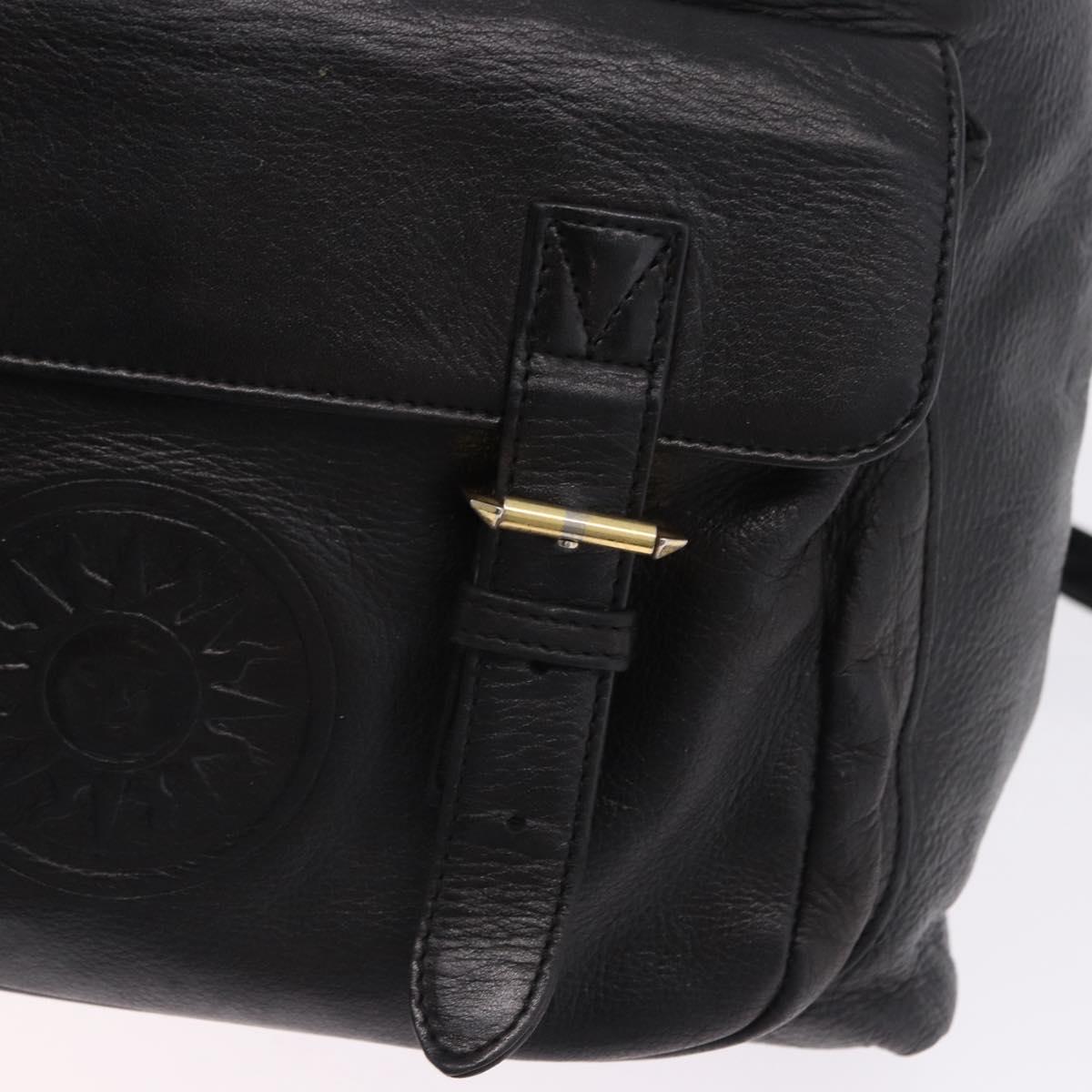 Gianni Versace Backpack Leather Black Gold Tone Auth BA15406