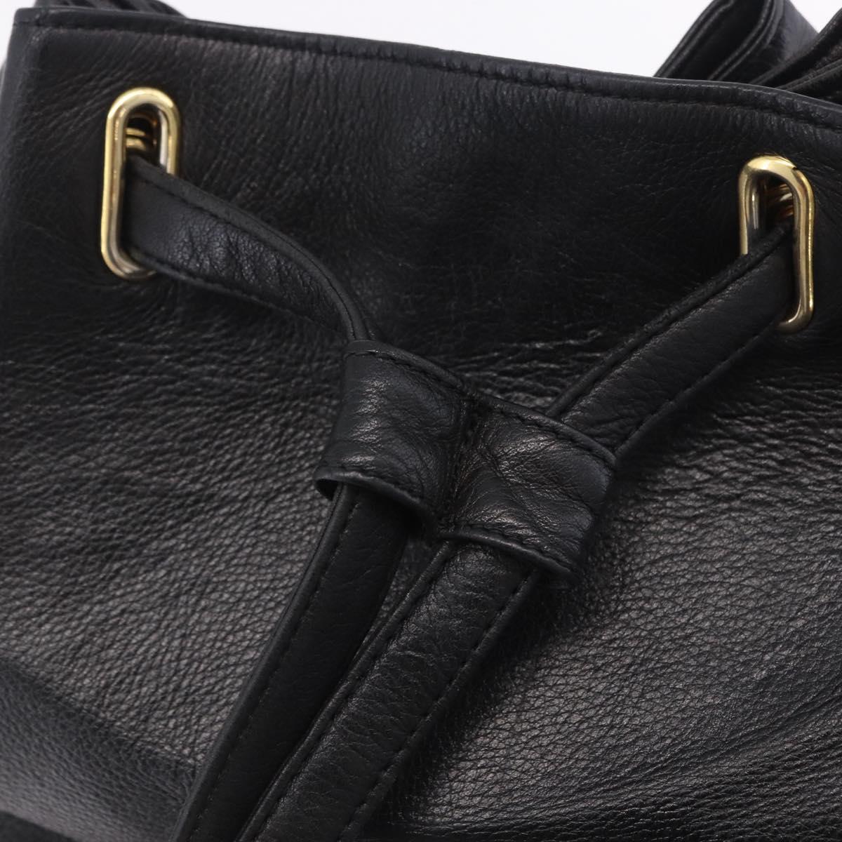 Gianni Versace Backpack Leather Black Gold Tone Auth BA15406
