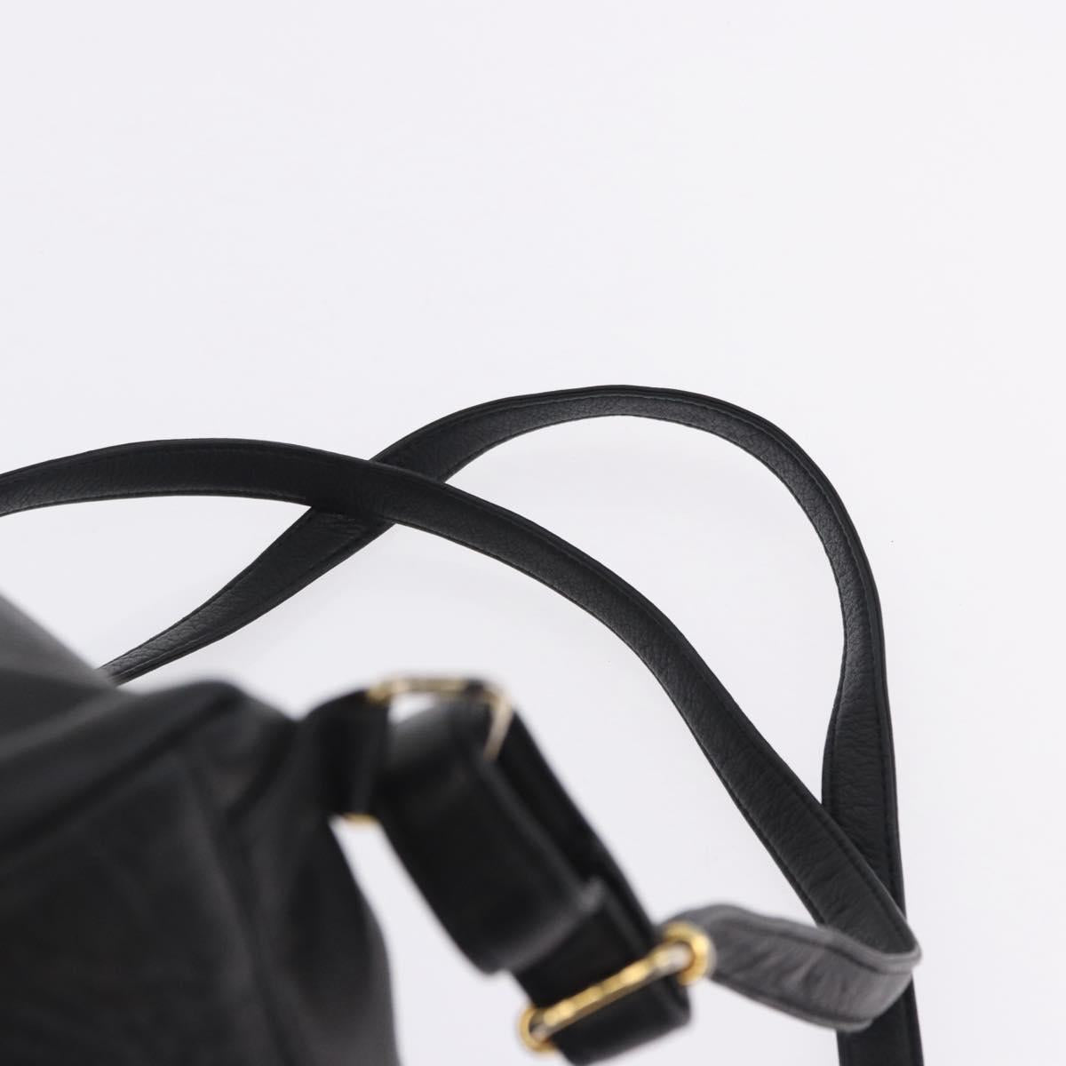 Gianni Versace Backpack Leather Black Gold Tone Auth BA15406
