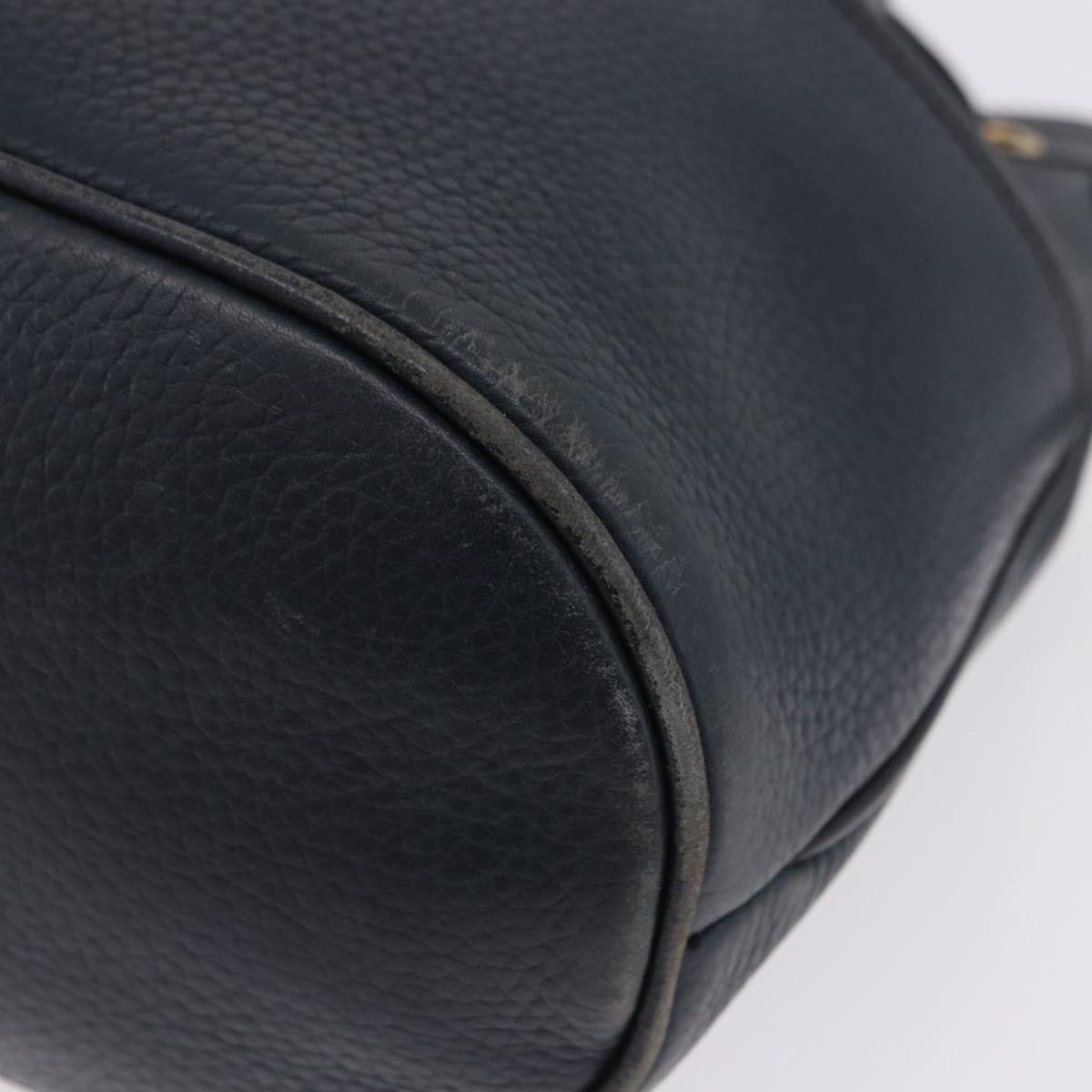 GUCCI Shoulder Bag Leather Navy Gold Tone 001 39 0791 Auth BA15410
