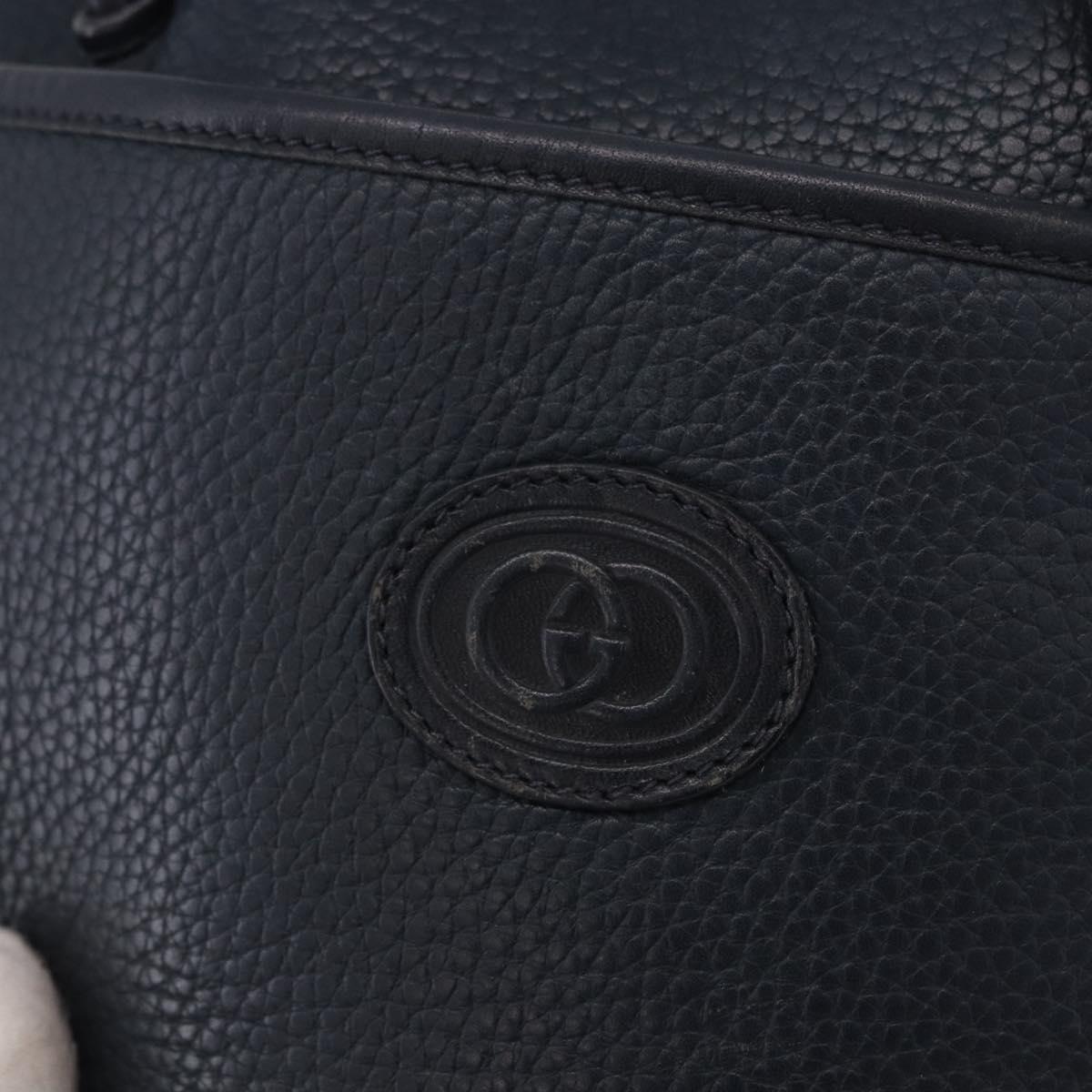 GUCCI Shoulder Bag Leather Navy Gold Tone 001 39 0791 Auth BA15410