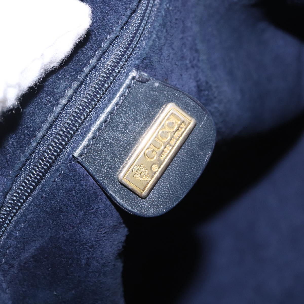 GUCCI Shoulder Bag Leather Navy Gold Tone 001 39 0791 Auth BA15410
