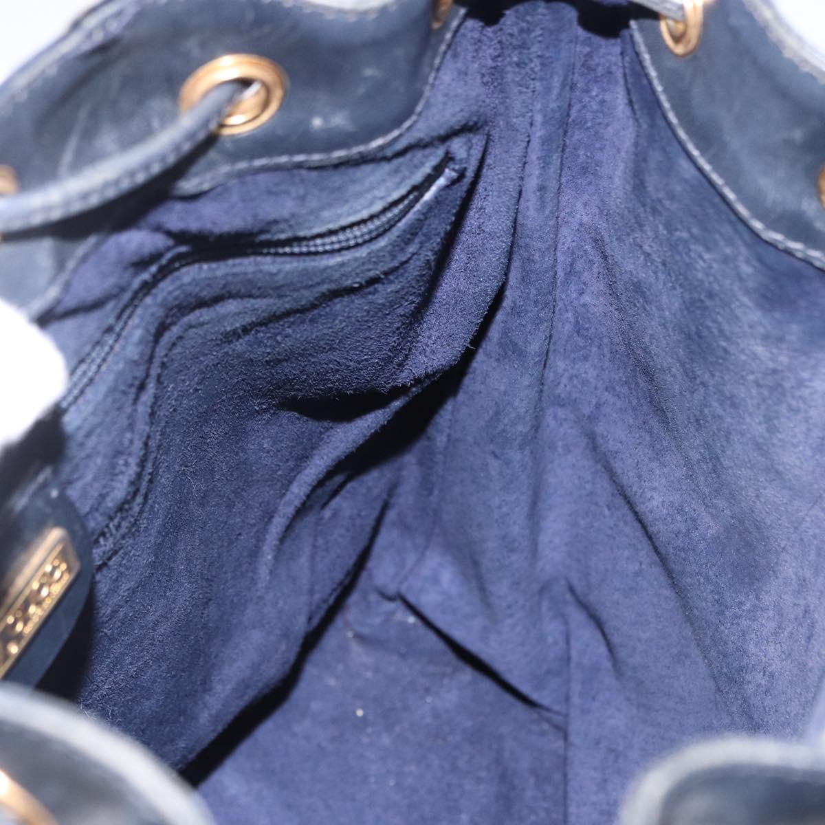 GUCCI Shoulder Bag Leather Navy Gold Tone 001 39 0791 Auth BA15410
