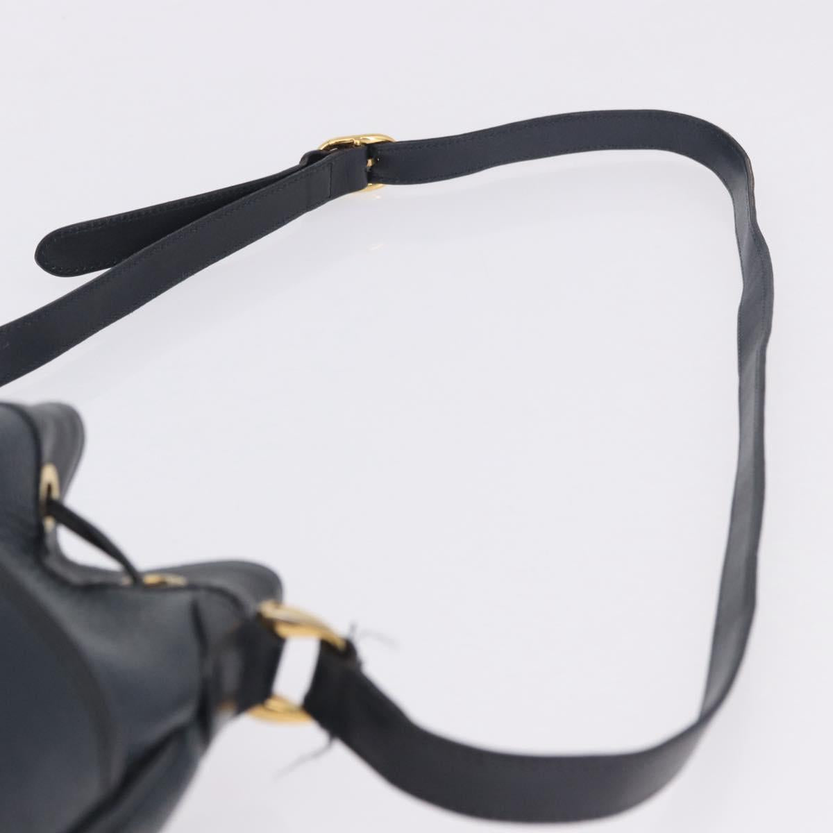 GUCCI Shoulder Bag Leather Navy Gold Tone 001 39 0791 Auth BA15410