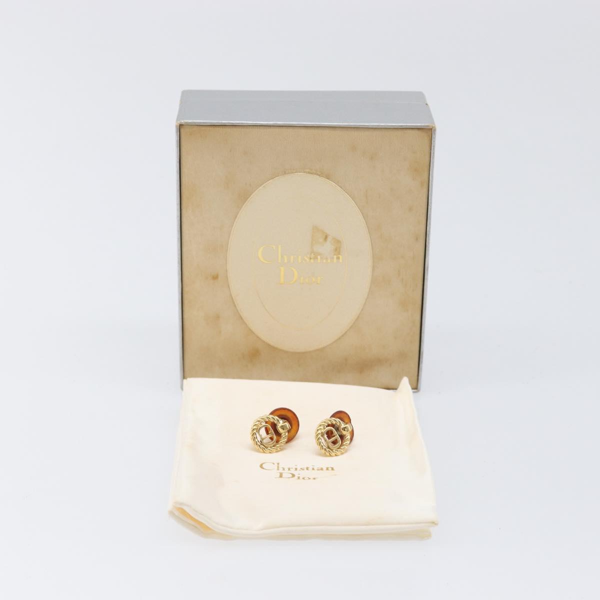 Christian Dior Earring Metal Gold Tone Auth BA15415