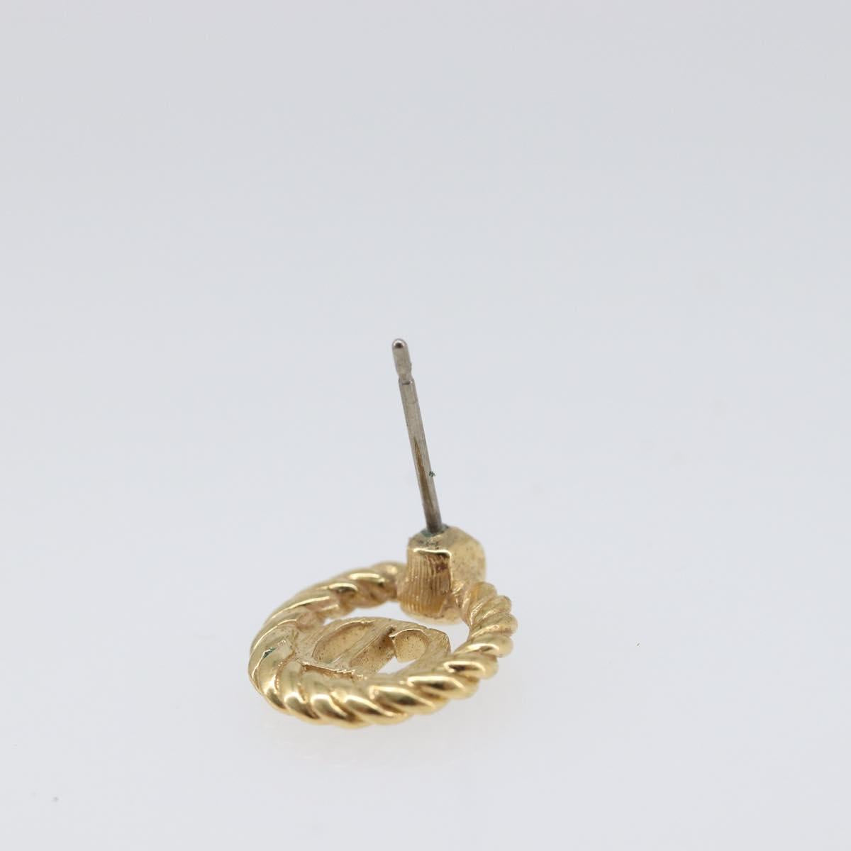 Christian Dior Earring Metal Gold Tone Auth BA15415