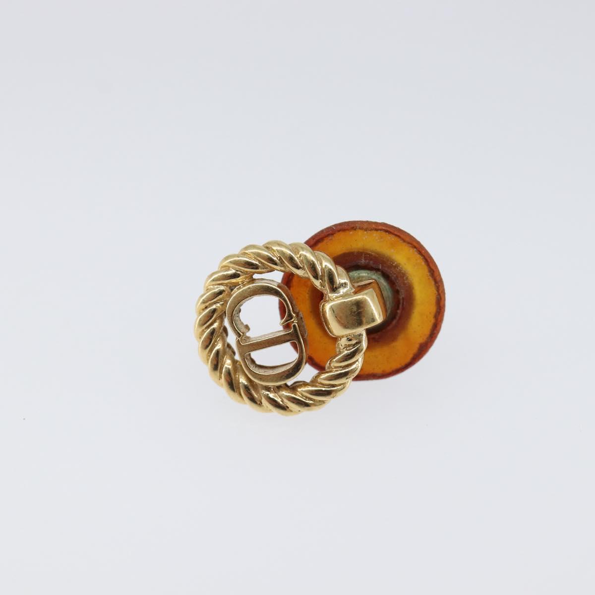 Christian Dior Earring Metal Gold Tone Auth BA15415