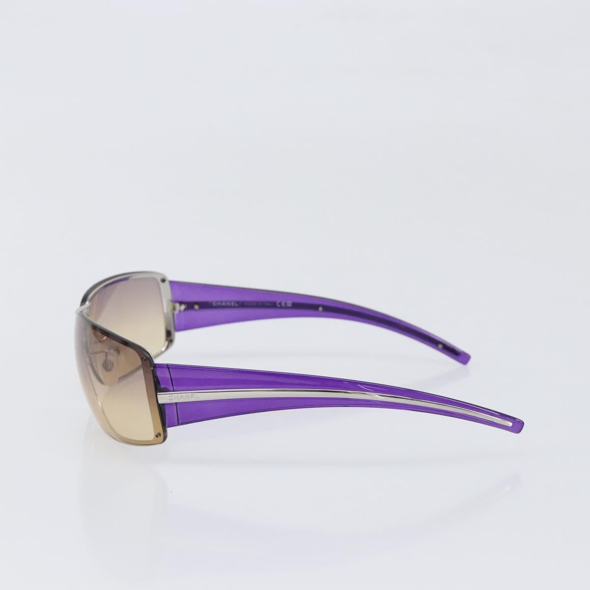 CHANEL Sunglasses Plastic Purple Silver CC Auth BA15416