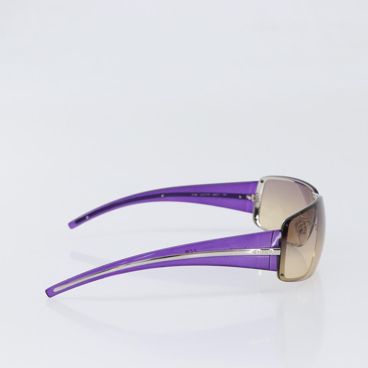 CHANEL Sunglasses Plastic Purple Silver CC Auth BA15416