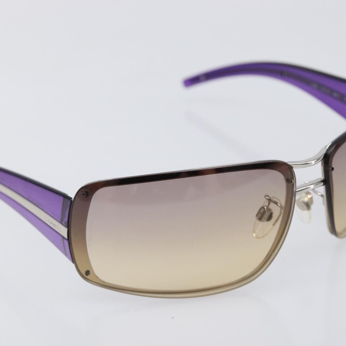 CHANEL Sunglasses Plastic Purple Silver CC Auth BA15416