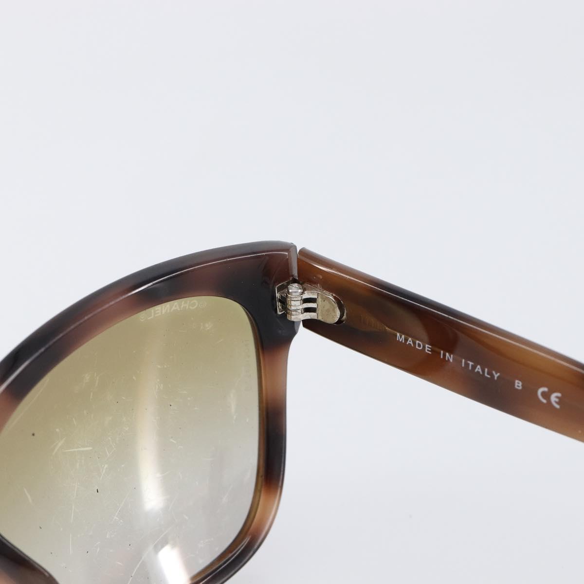 CHANEL Sunglasses Plastic Brown Silver CC Auth BA15428