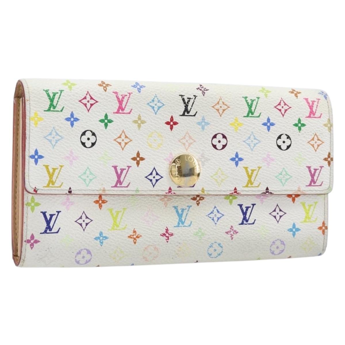 LOUIS VUITTON Monogram Multicolor Portefeiulle Sarah White M93745 Auth BA15433