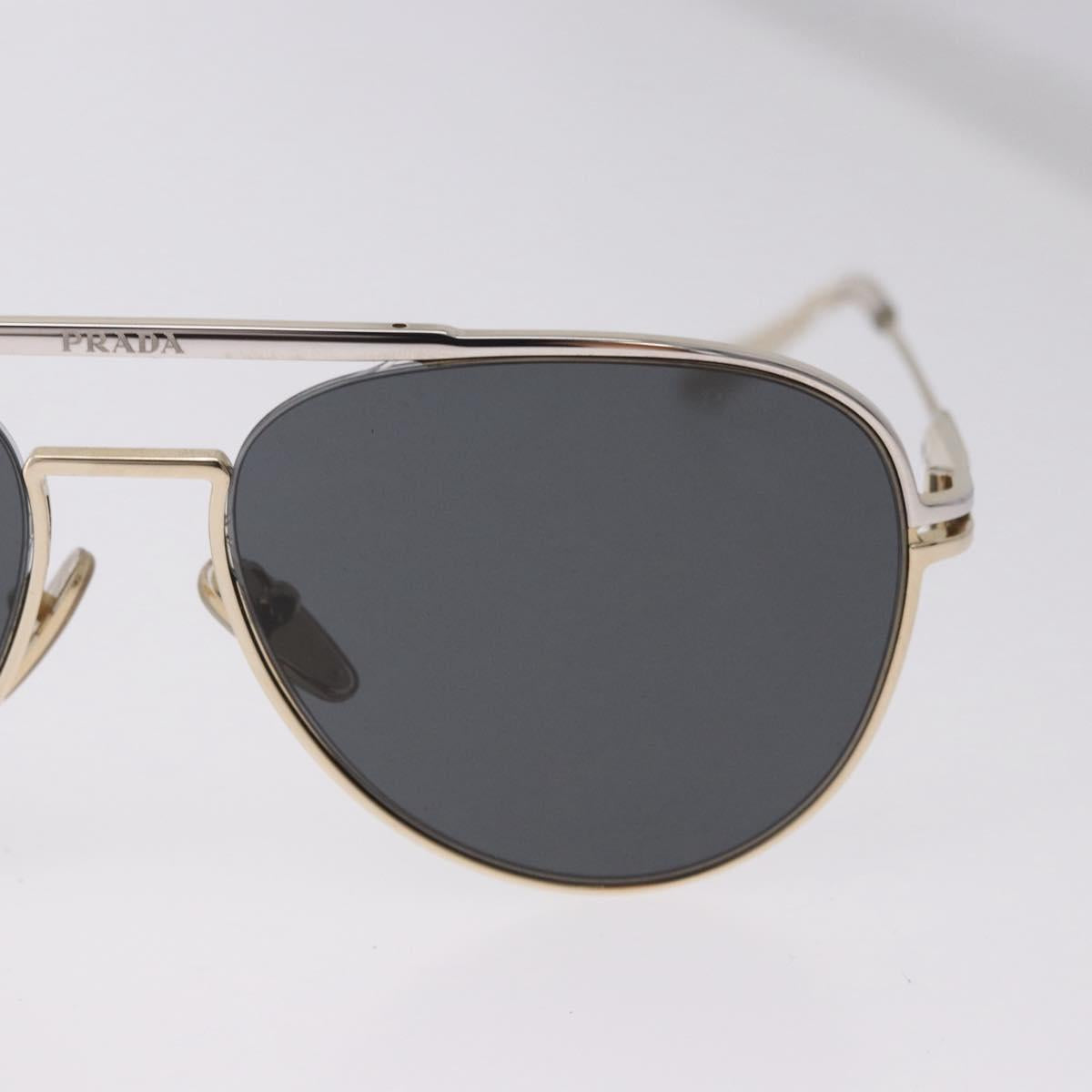 PRADA Sunglasses Metal Gold Black Auth BA15434