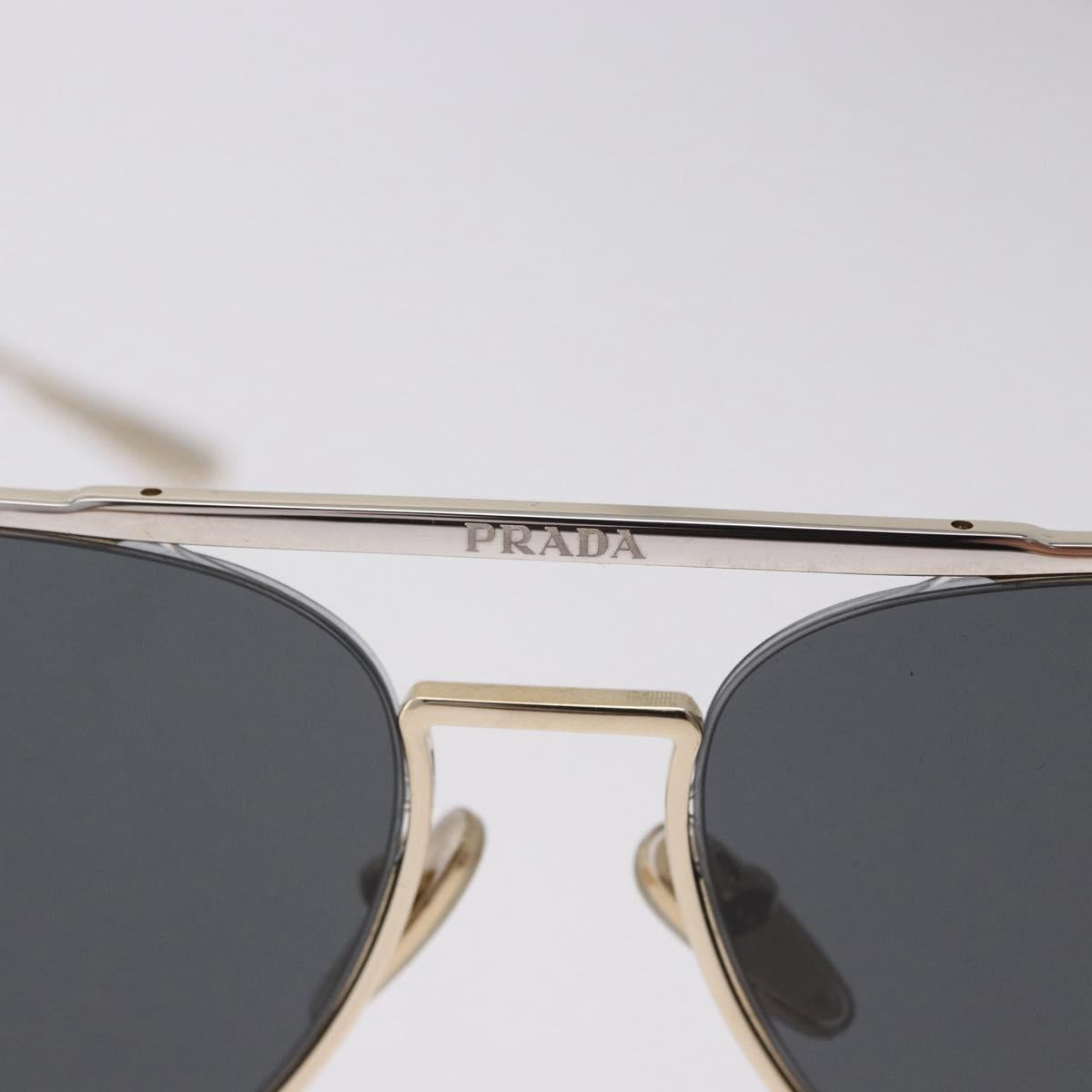 PRADA Sunglasses Metal Gold Black Auth BA15434