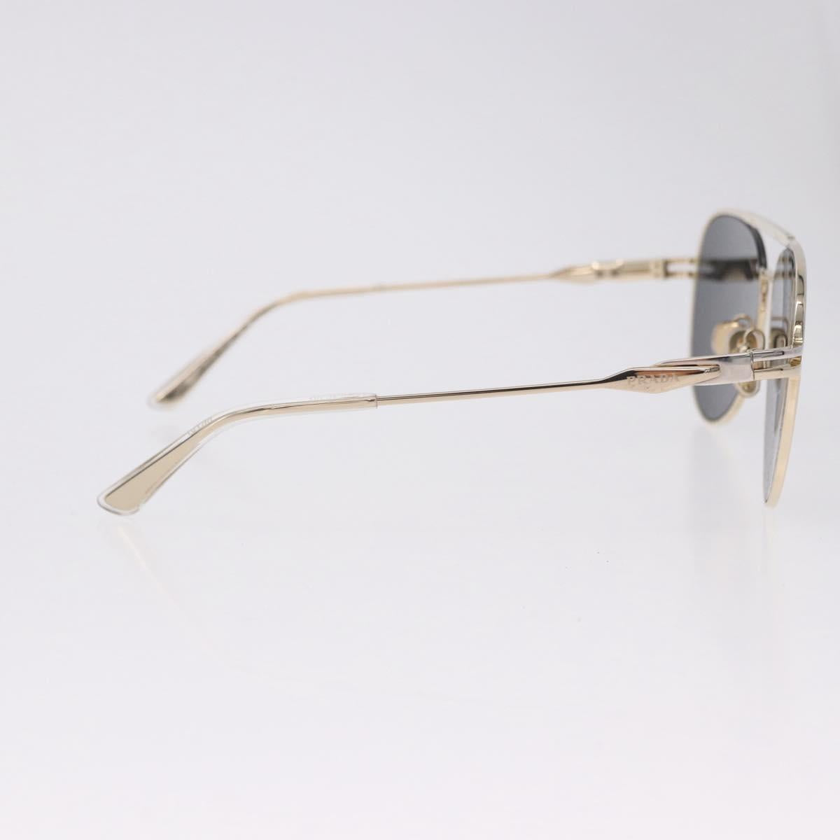 PRADA Sunglasses Metal Gold Black Auth BA15434