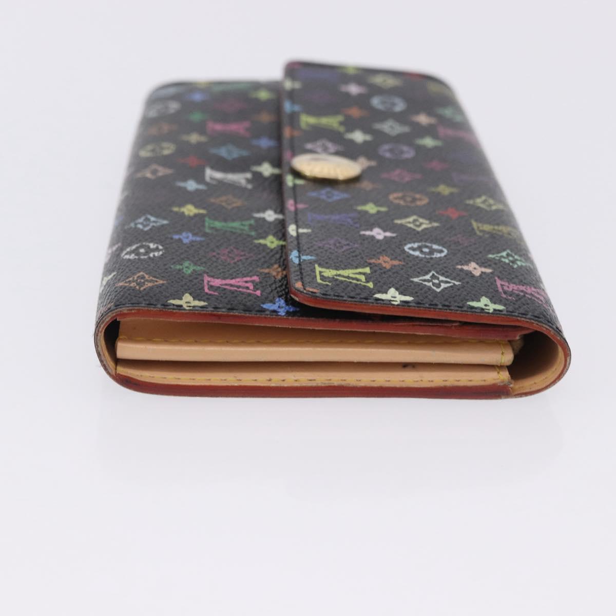 LOUIS VUITTON Monogram Multicolor Portefeiulle Sarah 2 Set Black LV Auth BA15435