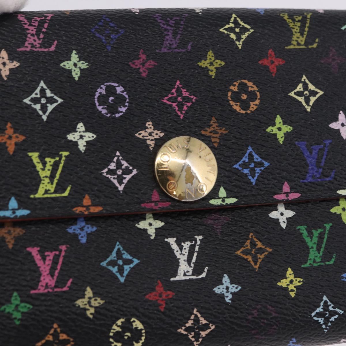 LOUIS VUITTON Monogram Multicolor Portefeiulle Sarah 2 Set Black LV Auth BA15435