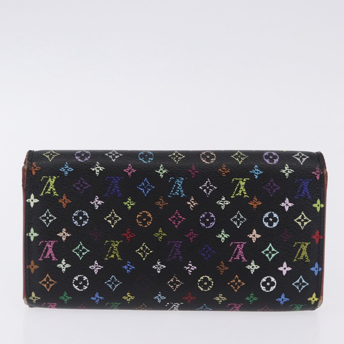 LOUIS VUITTON Monogram Multicolor Portefeiulle Sarah 2 Set Black LV Auth BA15435