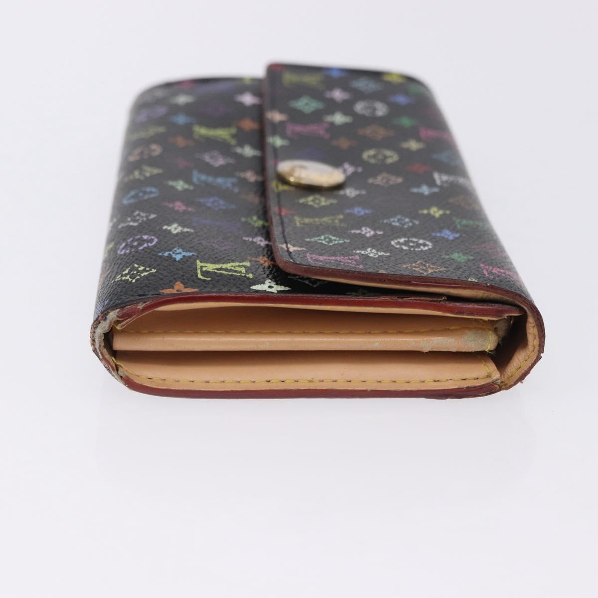 LOUIS VUITTON Monogram Multicolor Portefeiulle Sarah 2 Set Black LV Auth BA15435
