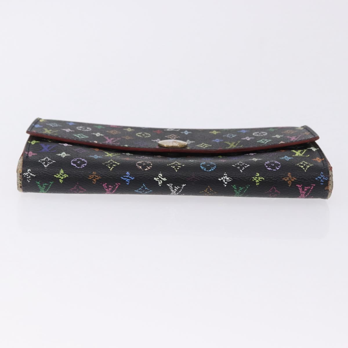 LOUIS VUITTON Monogram Multicolor Portefeiulle Sarah 2 Set Black LV Auth BA15435