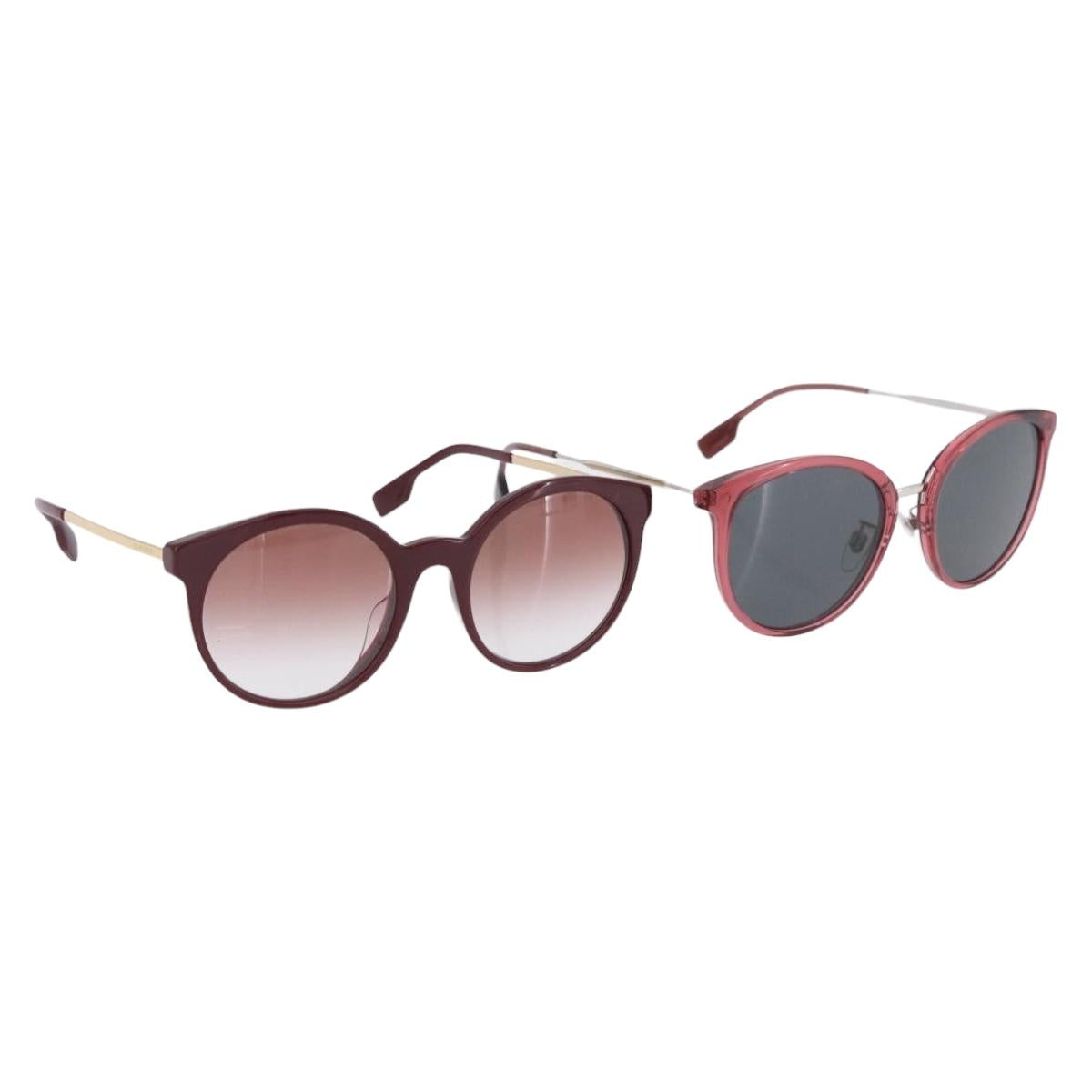 BURBERRY Sunglasses Plastic 2 Set Red Silver Gold Auth BA15437