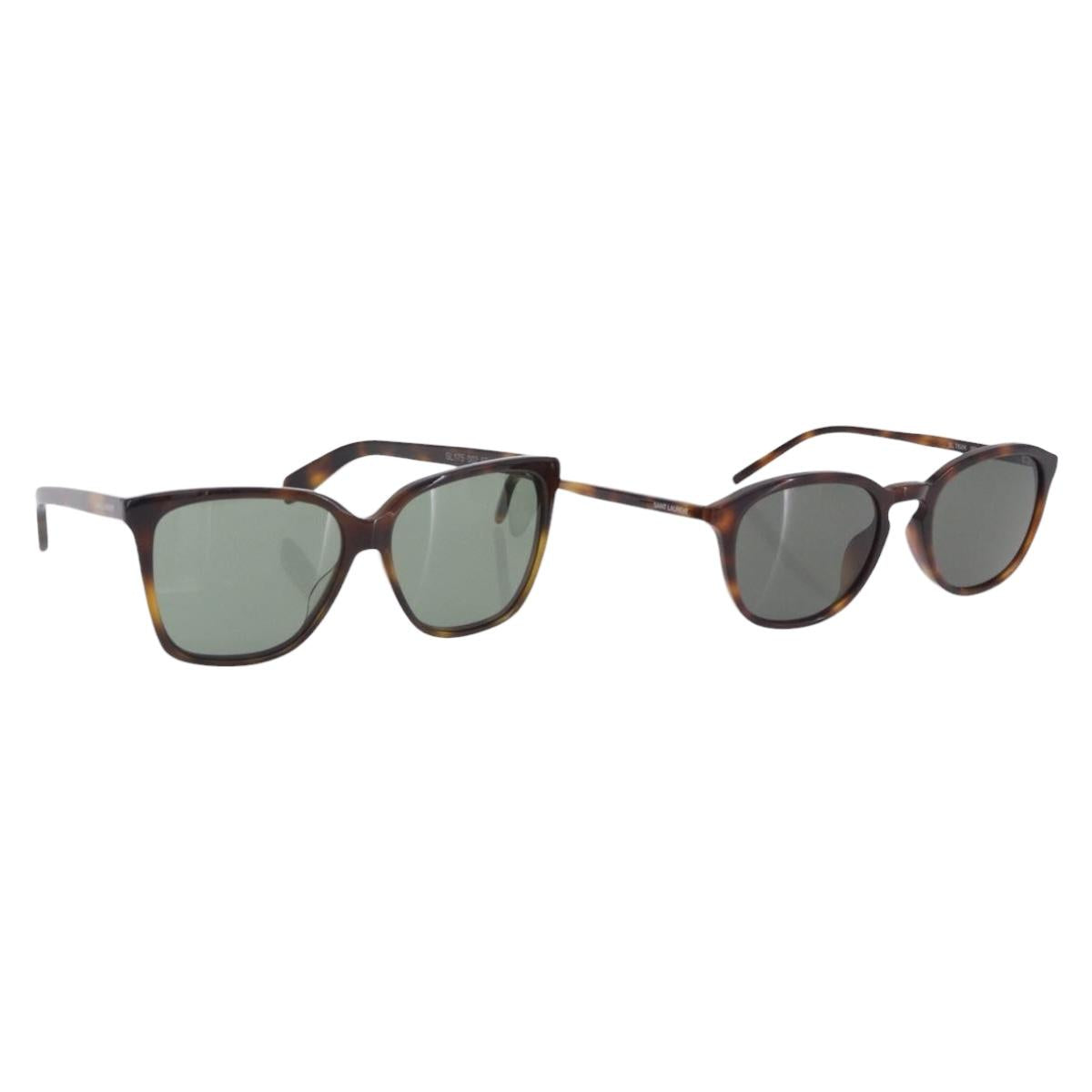 SAINT LAURENT Sunglasses Plastic 2 Set Brown Black Auth BA15438