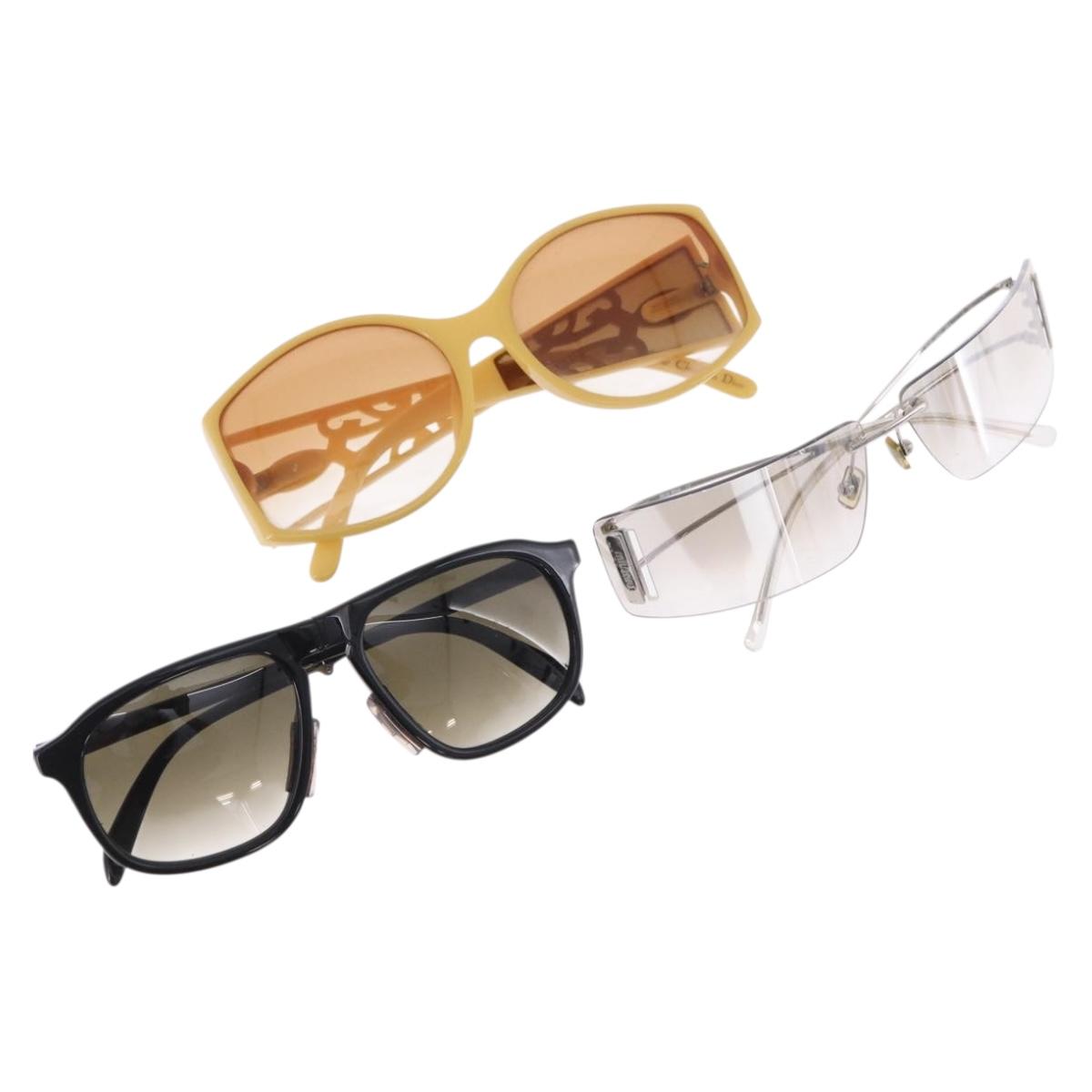 Christian Dior MIUMIU PRADA Sunglasses Plastic 3 Set Black Silver Auth BA15439