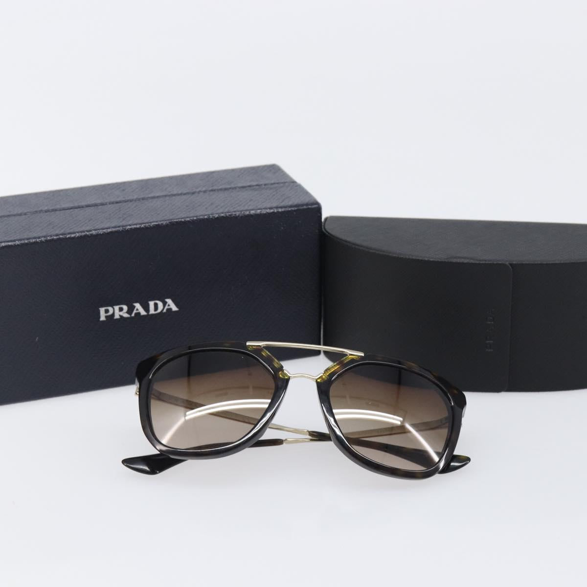 PRADA Sunglasses Plastic Black Gold Tone Auth BA15440