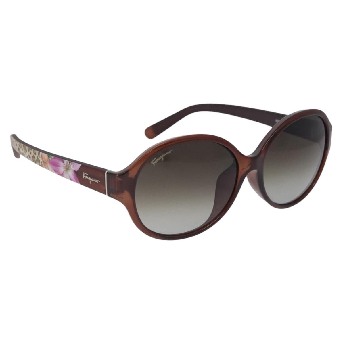 Salvatore Ferragamo Sunglasses Plastic Brown Gold Tone Auth BA15441V