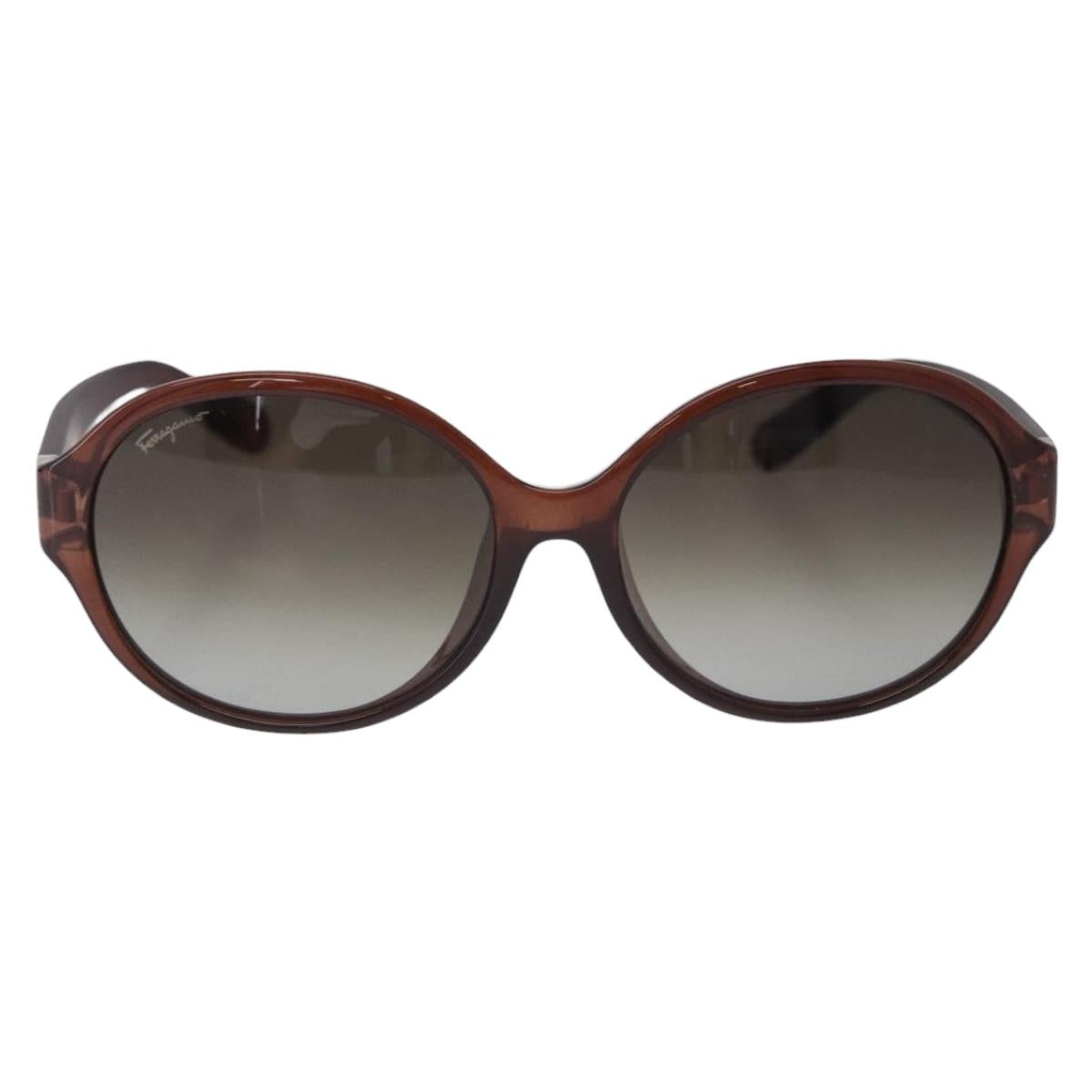 Salvatore Ferragamo Sunglasses Plastic Brown Gold Tone Auth BA15441V