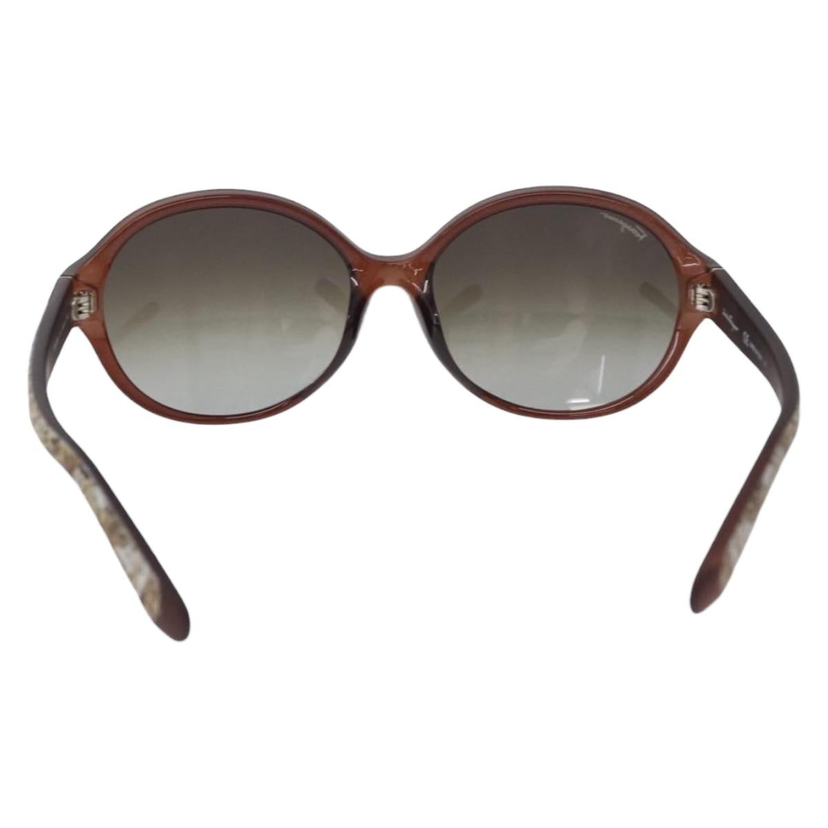 Salvatore Ferragamo Sunglasses Plastic Brown Gold Tone Auth BA15441V