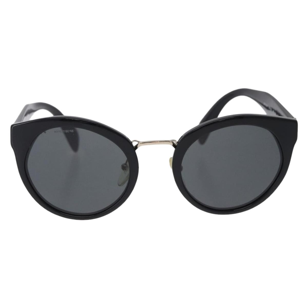 PRADA Sunglasses Plastic Black Gold Tone Auth BA15442