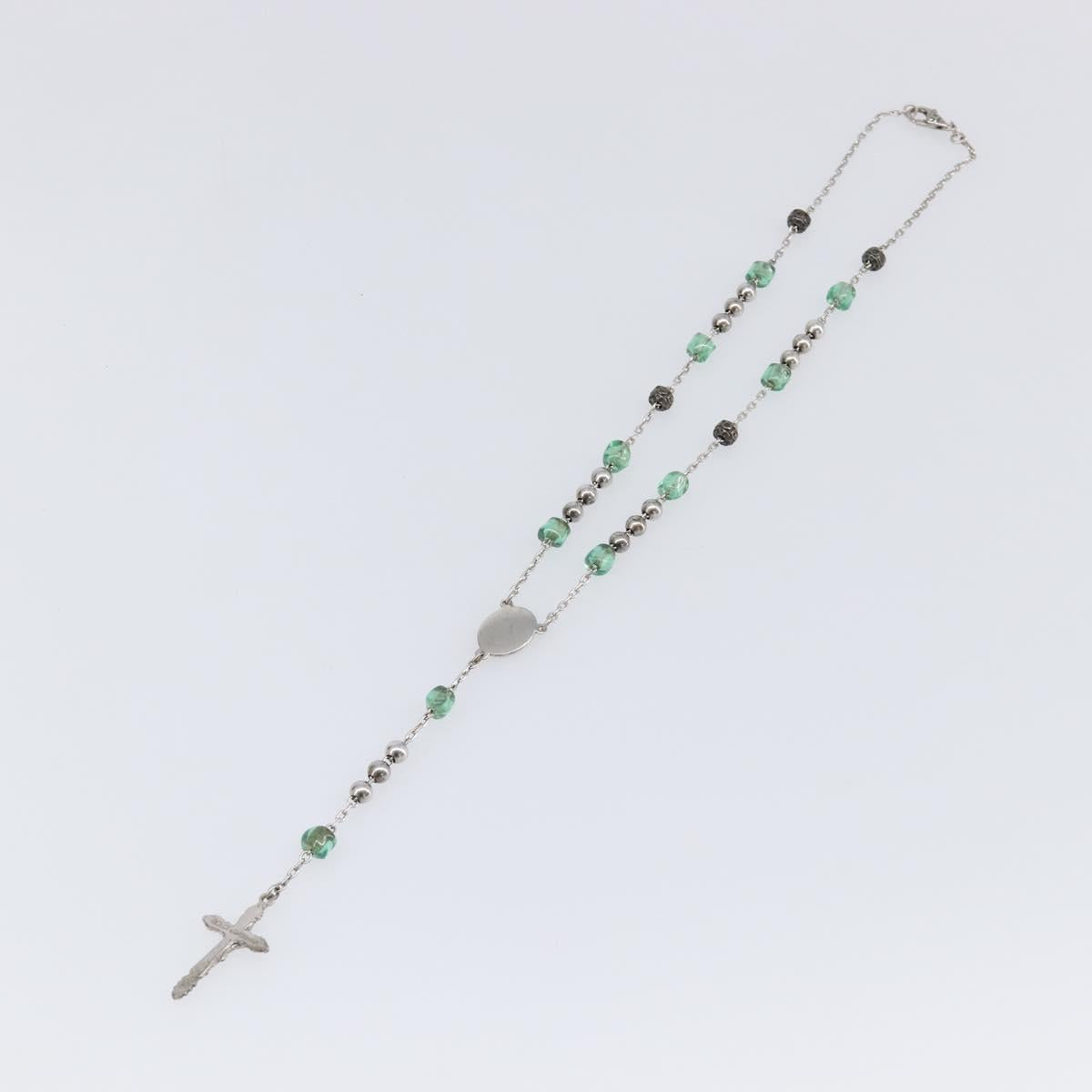 DOLCE&GABBANA Rosary Necklace Metal Silver Green Auth BA15444V