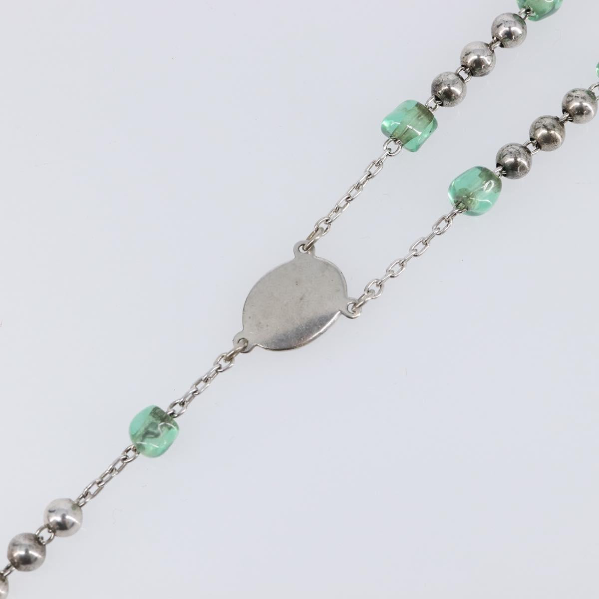 DOLCE&GABBANA Rosary Necklace Metal Silver Green Auth BA15444V