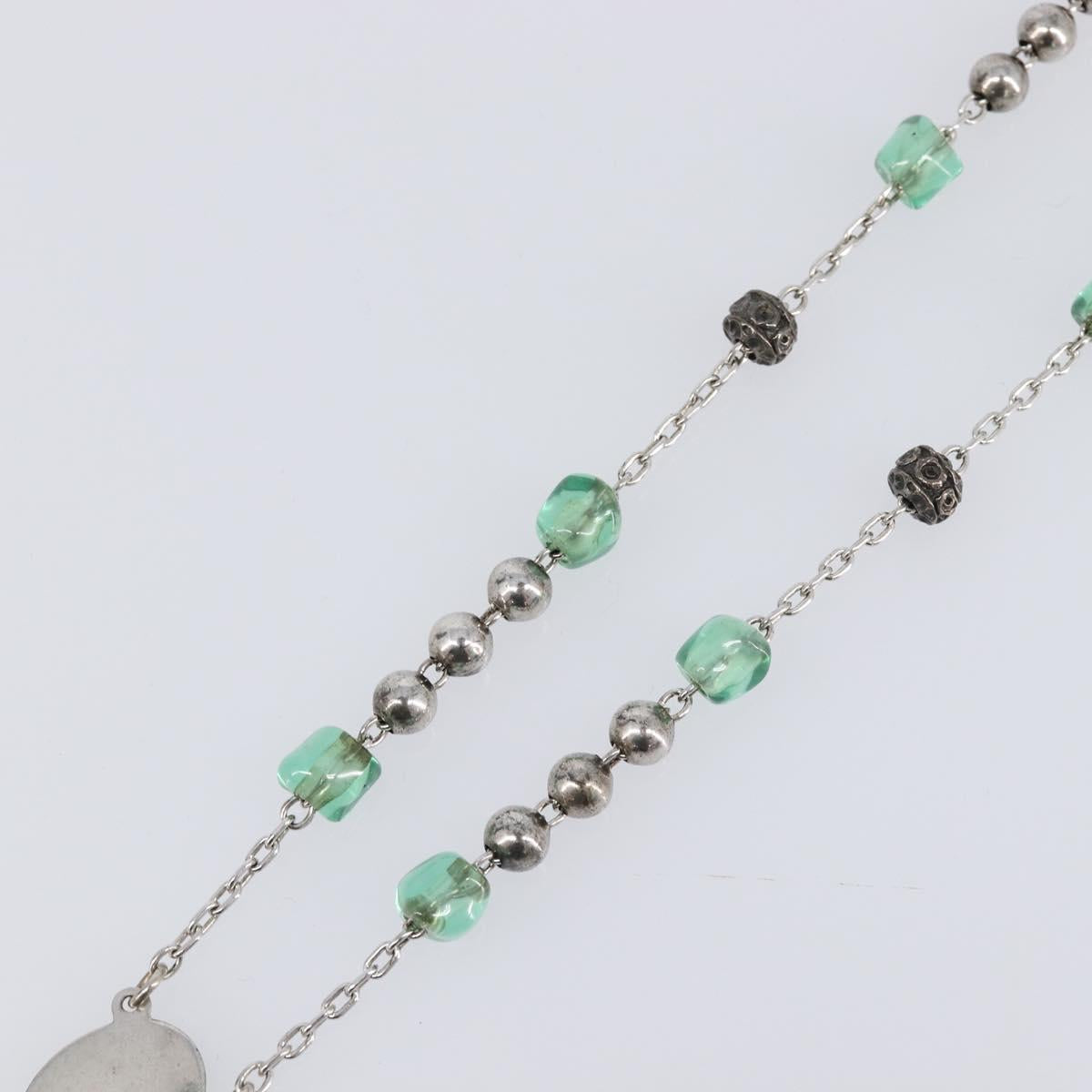 DOLCE&GABBANA Rosary Necklace Metal Silver Green Auth BA15444V
