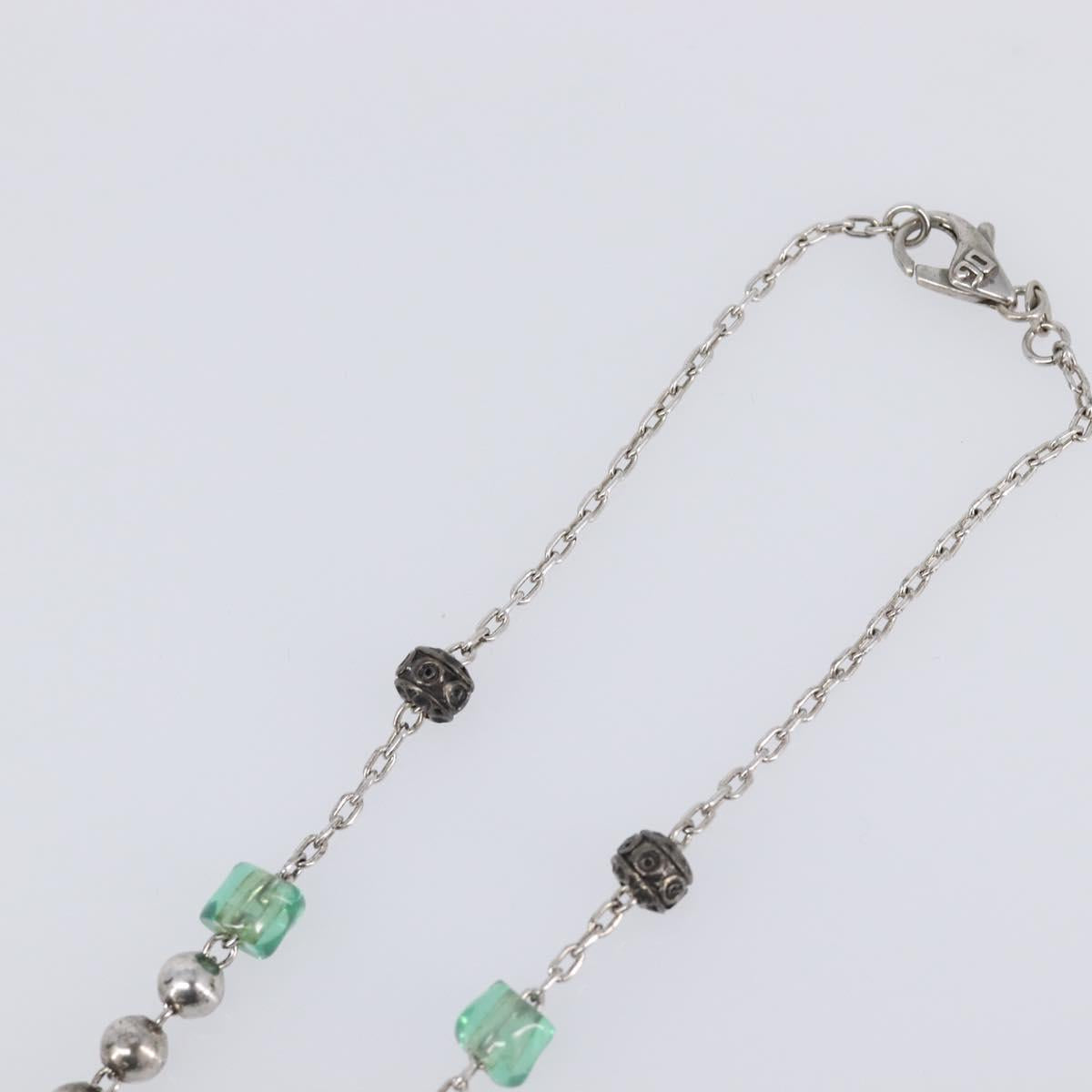 DOLCE&GABBANA Rosary Necklace Metal Silver Green Auth BA15444V
