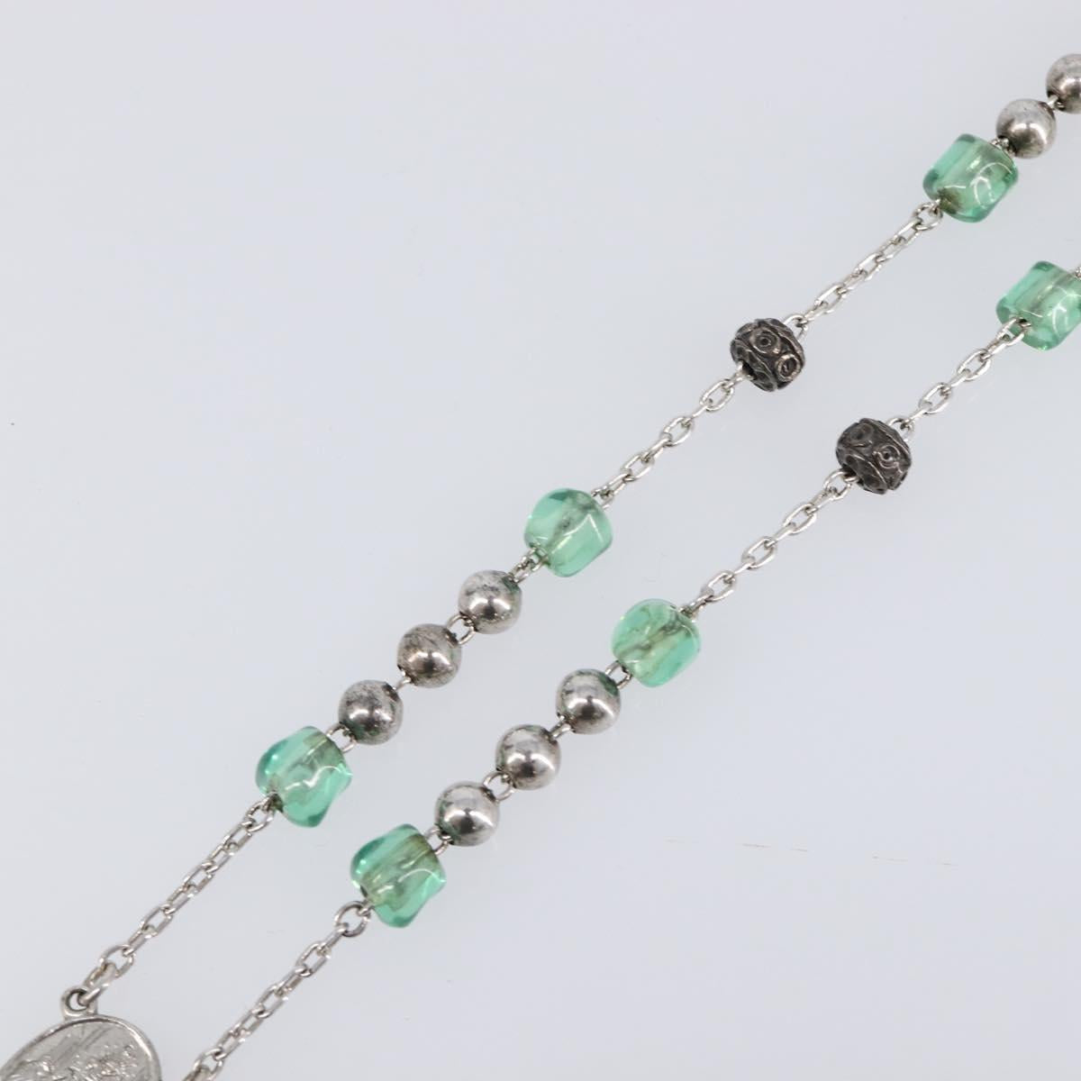 DOLCE&GABBANA Rosary Necklace Metal Silver Green Auth BA15444V