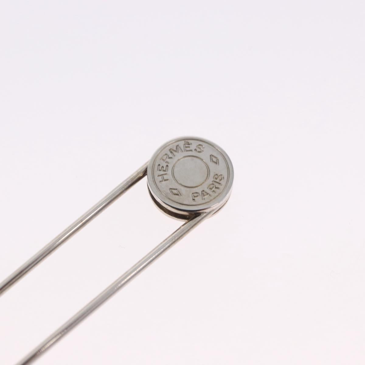 HERMES Serie Pin Brooch Metal Silver Auth BA15449V